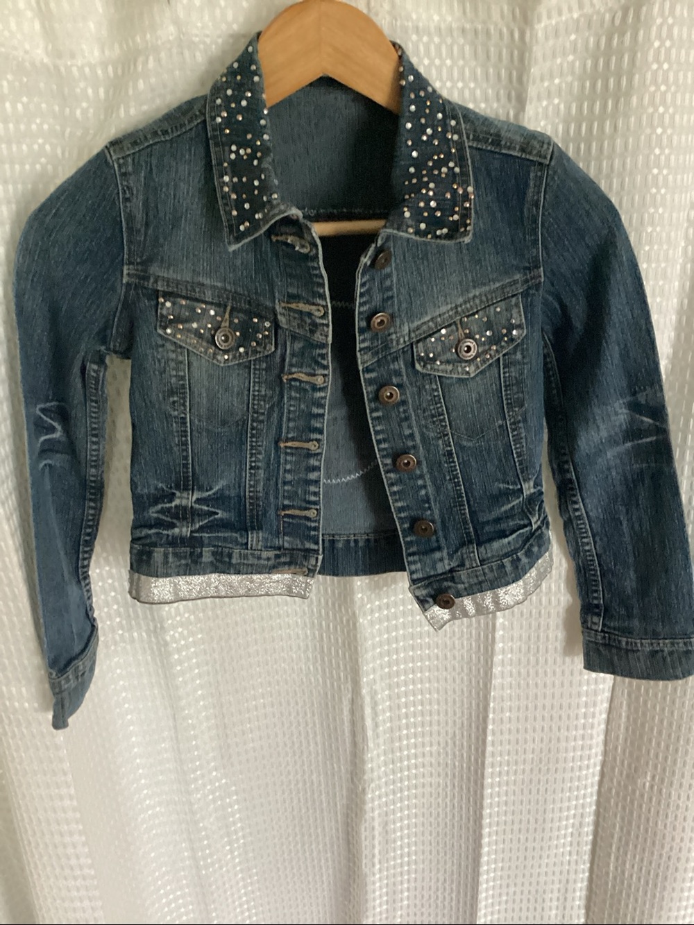 Siblings Denim Girls Small Elsa Disney Rhinestone Jean Jacket Y2K